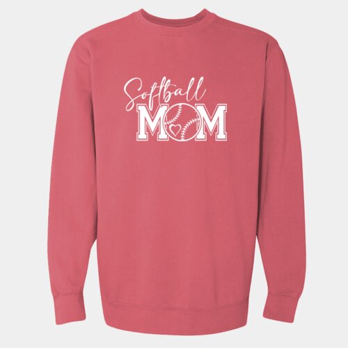 Softball MOM - Unisex Garment-Dyed Crewneck Sweatshirt Thumbnail