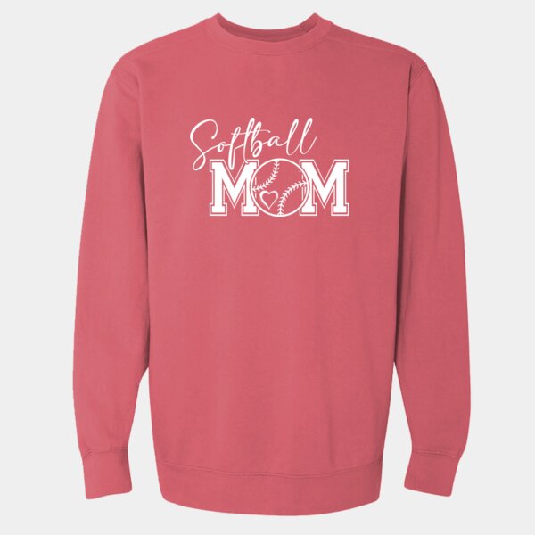 Softball MOM - Unisex Garment-Dyed Crewneck Sweatshirt Thumbnail