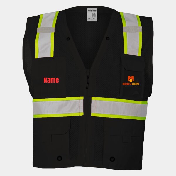 Midwest Grease - Unisex EV Series® Enhanced Visibility Multi-Pocket Mesh Vest Thumbnail