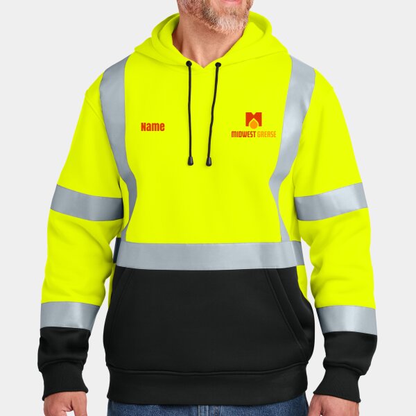 Midwest Grease Ansi 107 Class 3 Heavy Duty Fleece Pullover Hoodie Thumbnail