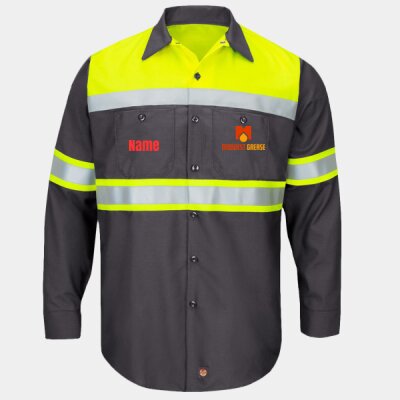 Midwest Grease Hi-Visibility Colorblock Ripstop Long Sleeve Work Shirt Thumbnail