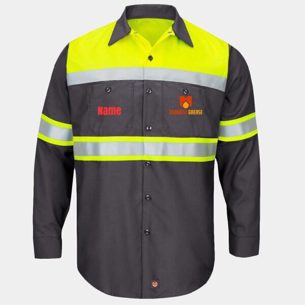 Midwest Grease Hi-Visibility Colorblock Ripstop Long Sleeve Work Shirt Thumbnail
