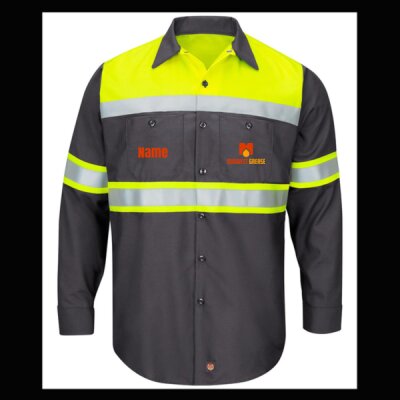 Midwest Grease - Men's Tall Hi-Visibility Colorblock Ripstop Long Sleeve Work Shirt Thumbnail