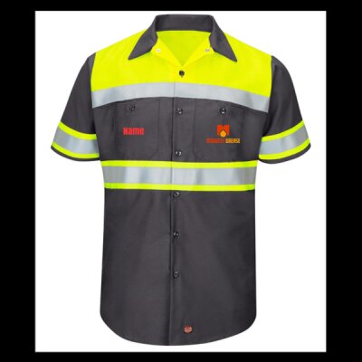 Midwest Grease - Men's Tall Hi-Visibility Colorblock Ripstop Short Sleeve Work Shirt Thumbnail