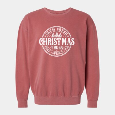 Farm Fresh Christmas Trees - Unisex Garment-Dyed Lightweight Fleece Crewneck Sweatshirt Thumbnail