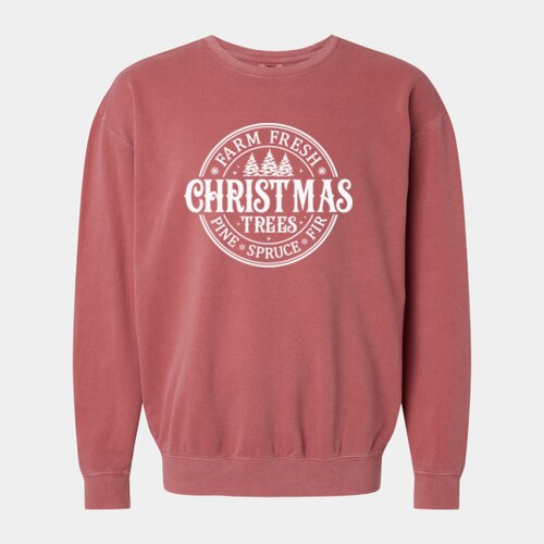 Farm Fresh Christmas Trees - Unisex Garment-Dyed Lightweight Fleece Crewneck Sweatshirt Thumbnail