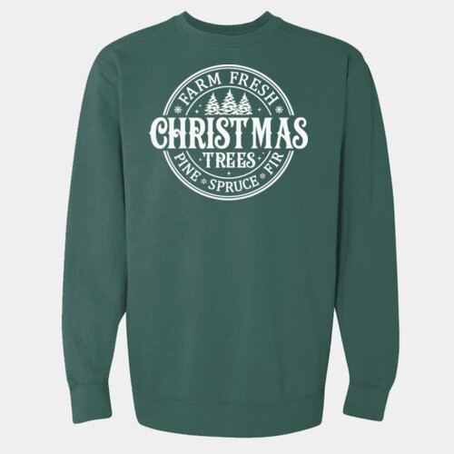 Farm Fresh Christmas Trees - Unisex Garment-Dyed Crewneck Sweatshirt Thumbnail