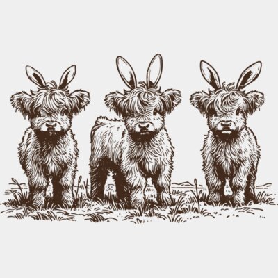 Highland Cows with Bunny Ears Thumbnail