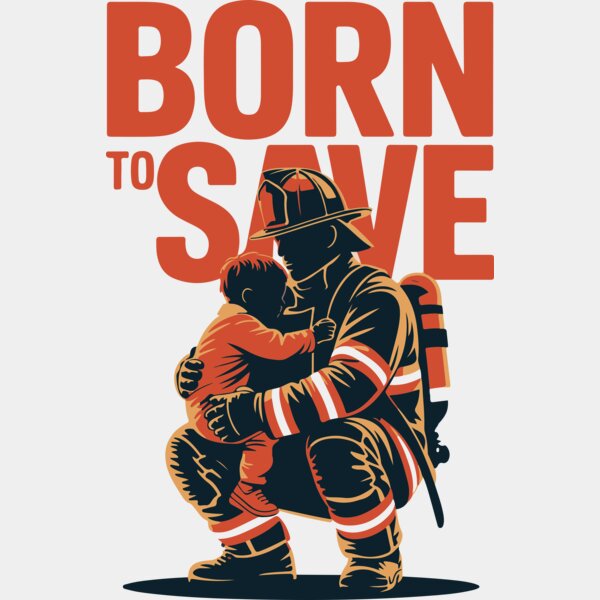 Born To Save Firefighter T Shirt Design Thumbnail