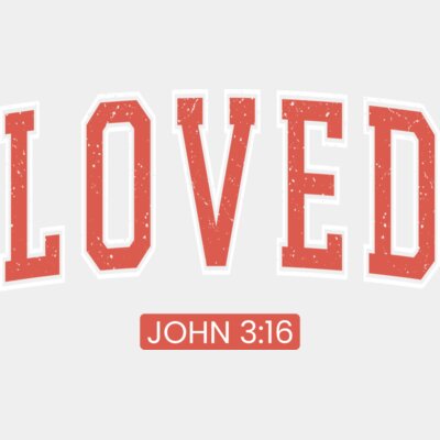 Loved John 316 white outline coral Thumbnail