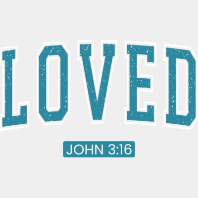 Loved John 316 white outline teal Thumbnail